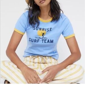 Maeve Anthropologie sunrise surf graphic ringer tee sz S